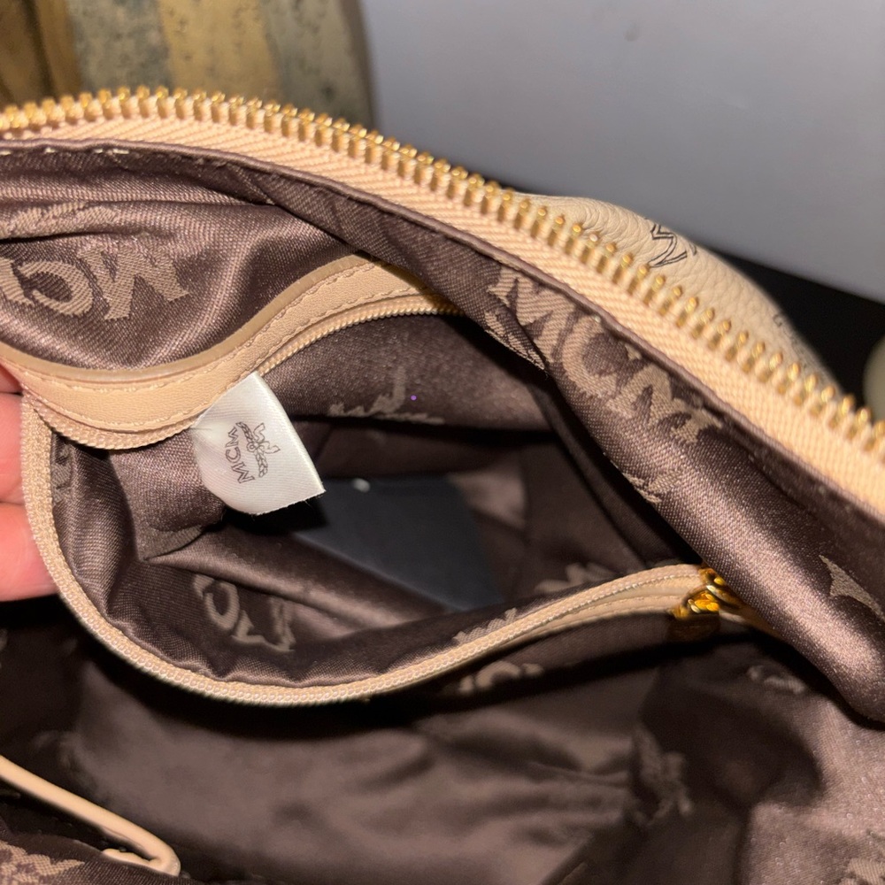 MCM Beige and black Logo Shoulder Bag - Picture 13 of 14